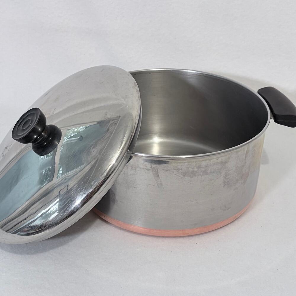 Revere Ware 1801 4 1/2 Qt Stainless Steel Stock Pot with Lid Double Ring Stamp